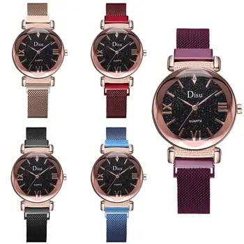 

New Fashion Women Starry Sky Round Dial Alloy Mesh Wristband Quartz Wrist Watch Gift