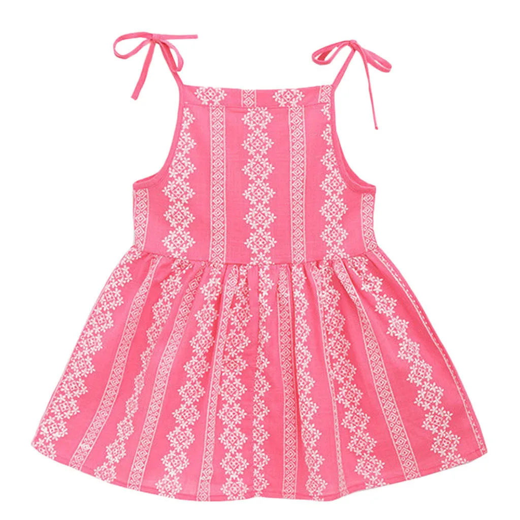 

LONSANT Toddler Baby Girls Dress Kids Solid Flower Striped dress Princess little girl Party Dress casual Sundress Clothes