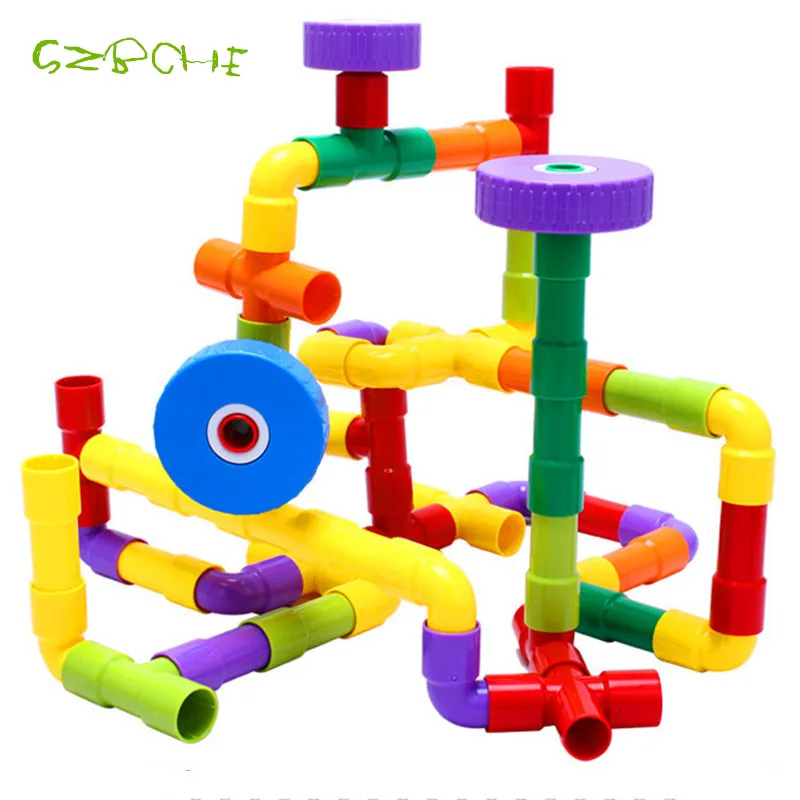 DIY Assembling Water Pipe Building Blocks Toy Baby Kids Pipeline Tunnel