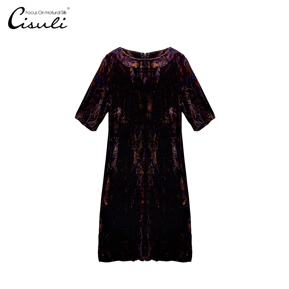 

CISULI Natural Silk Velvet Woman Dress Spring and Autumn Silk Dress Promotion