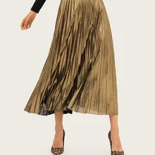 Летняя женская юбка для бюста позолоченная Макси Офисная Женская Однотонная юбка тонкая формальная Длинная пляжная юбка Повседневная Женская юбка