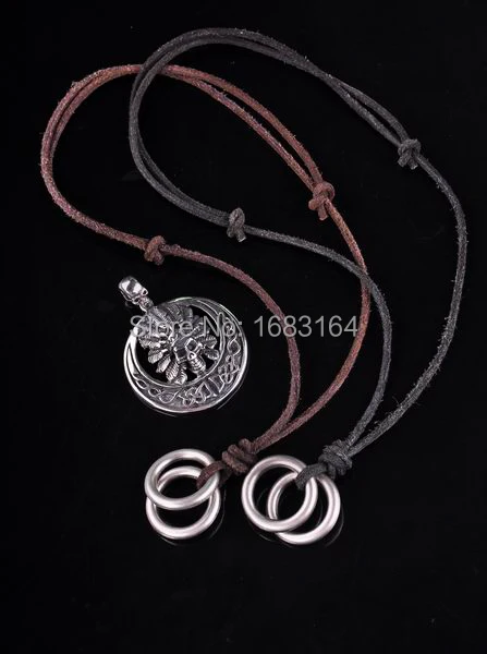 

Lot 20pcs N112 Brown & Black New Beach Leather Choker Necklace Circles Pendant Mens