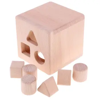

Wooden Geometric Building Blocks Kit Sorting Stacking Game Sensory Early Learning Educational Toys Gift for Children Toddler Kid