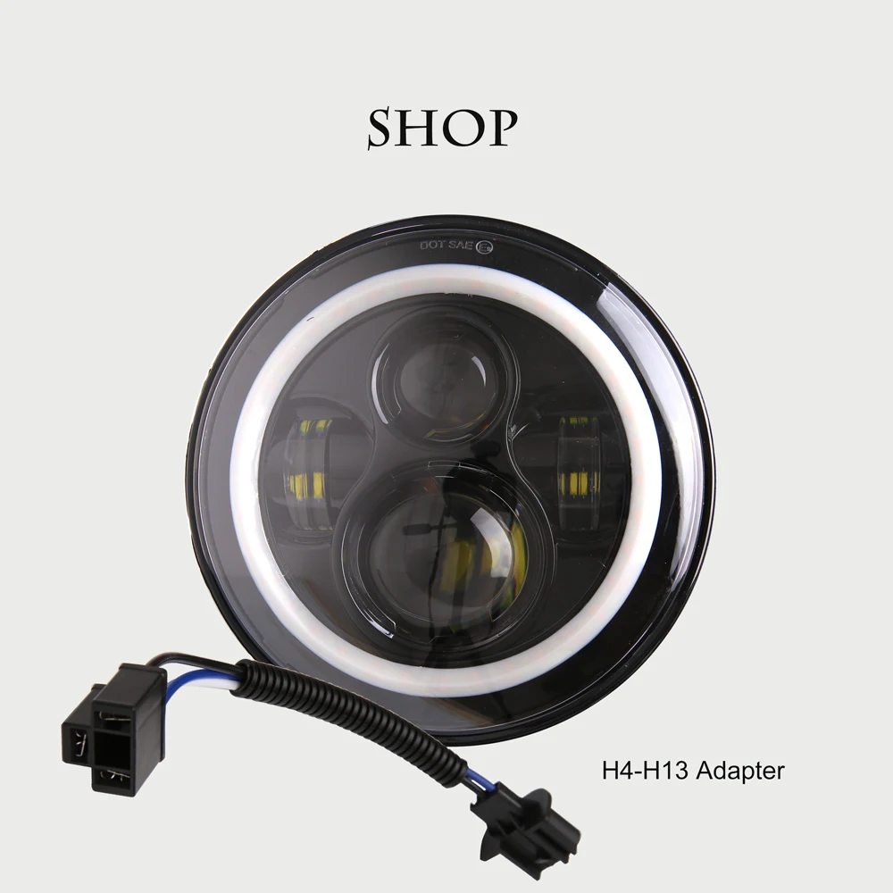 7 inch Round Motorcycle LED Headlight For Motor DRL with white Halo
