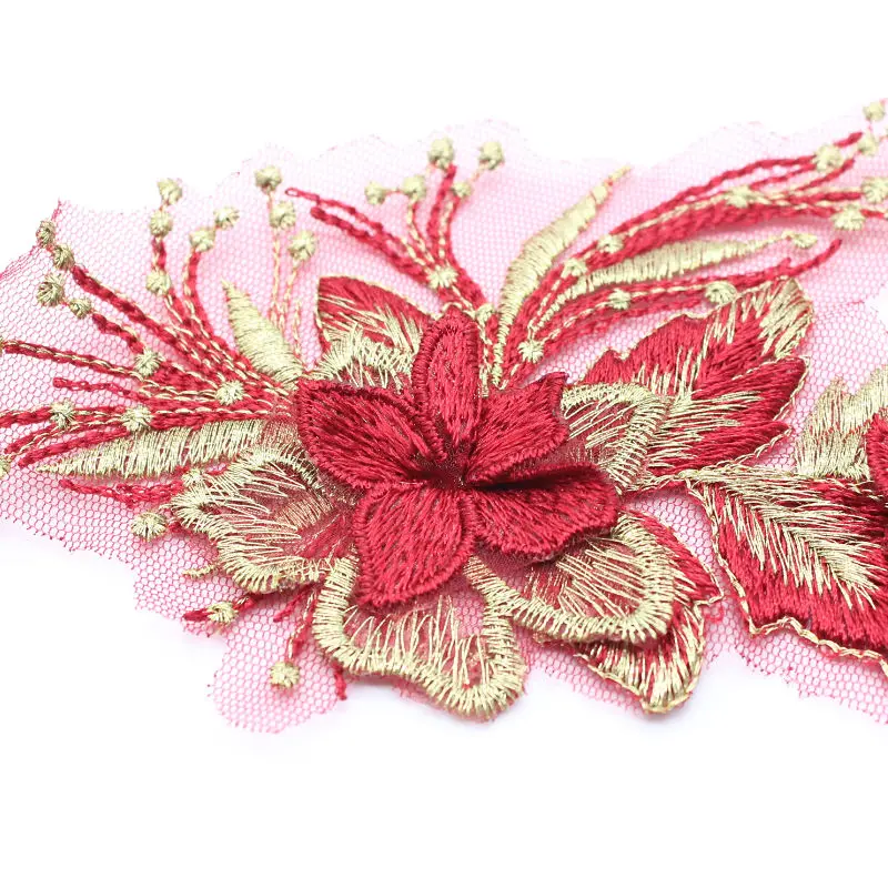 1 шт. цветной 3D цветок розы Кружевная аппликация вышитый материал отделка для DIY свадебное платье вуаль аксессуар пэчворк