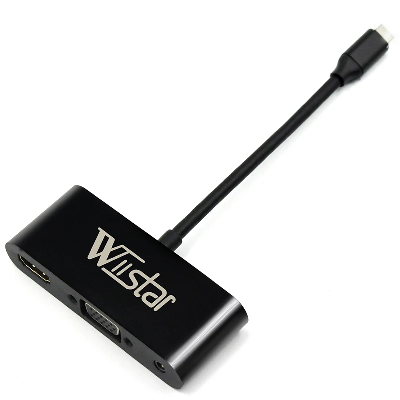 Wiistar USB C type C к HDMI VGA с 3,5 мм аудио адаптер 3 в 1 концентратор type C до 4 K 1080 p для ноутбука Macbook Google