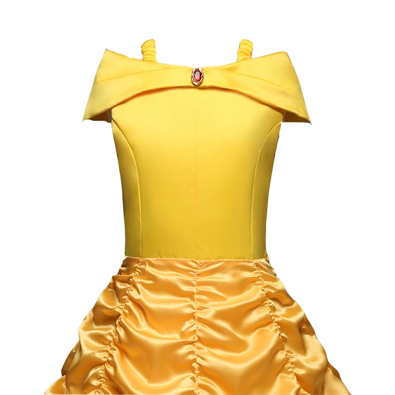DAYLEBABY Принцесса Белль с открытыми плечами многослойный костюм платье для маленьких костюм для девушки для хеллоуина нарядное платье с аксессуарами