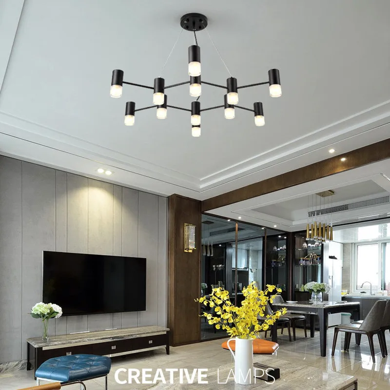 

6/10/12 Heads Modern Dining Room Pendant Light Individuality Geometry Designer Living Room Bar LED Hanging Light Free Shipping