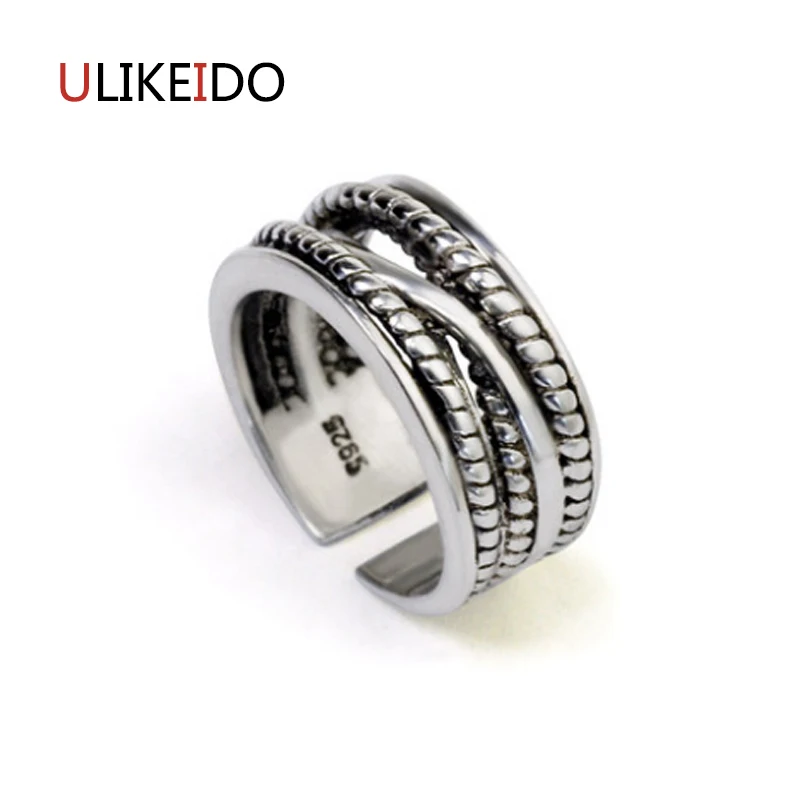 

100% Pure 925 Sterling Silver Jewelry Hollow Woven Rings Opening Punk Men Signet Ring For Women Special Fine Gift 1021