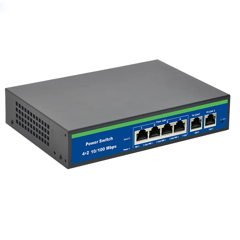 6(4+ 2) Портов Сетевой POE коммутатор Poe Switch Smart свитч Ethernet 10/100 Мбит/с IEEE 802.3af RJ45 для IP камеры наблюдения