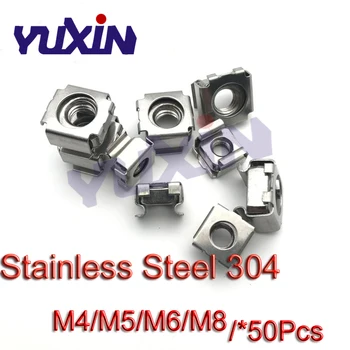 

50PCS A2-70 Stainless Steel 304 M4 M5 M6 M8 Quartet Floating Nut Card Nuts Floating Nut Cage Nuts