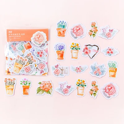 45 шт./упак. творческий японский Decoracion журнал, милый дневник блокнот цветок наклейки Скрапбукинг хлопья канцелярские принадлежности, школьные принадлежности - Цвет: Orange