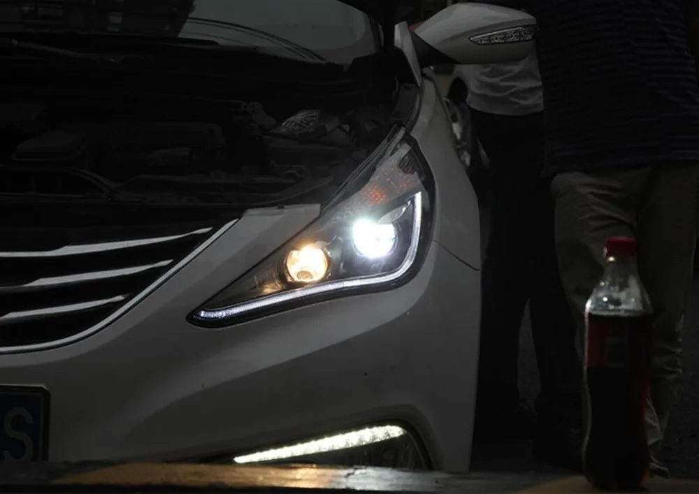 Светодиодный фонарь для Hyundai Sonata 2011- Автомобильный светодиодный фонарь с двойным ксеноновым объективом автомобильные аксессуары дневные ходовые огни противотуманные фары