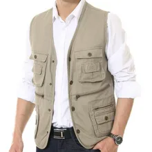 Outdoor Men Fishing Vest Multi Pocket Vest Of Photographer Cotton Sleeveless Jacket Men Tourism Waistcoats Trekking Sports Coats
