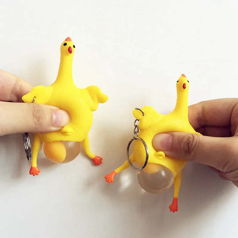 

Antistress Toy Funny Prank Chicken Novelty Chick Lay Eggs Chicken Key Chain Children Toys Gags Practical Joke Interesting Toys