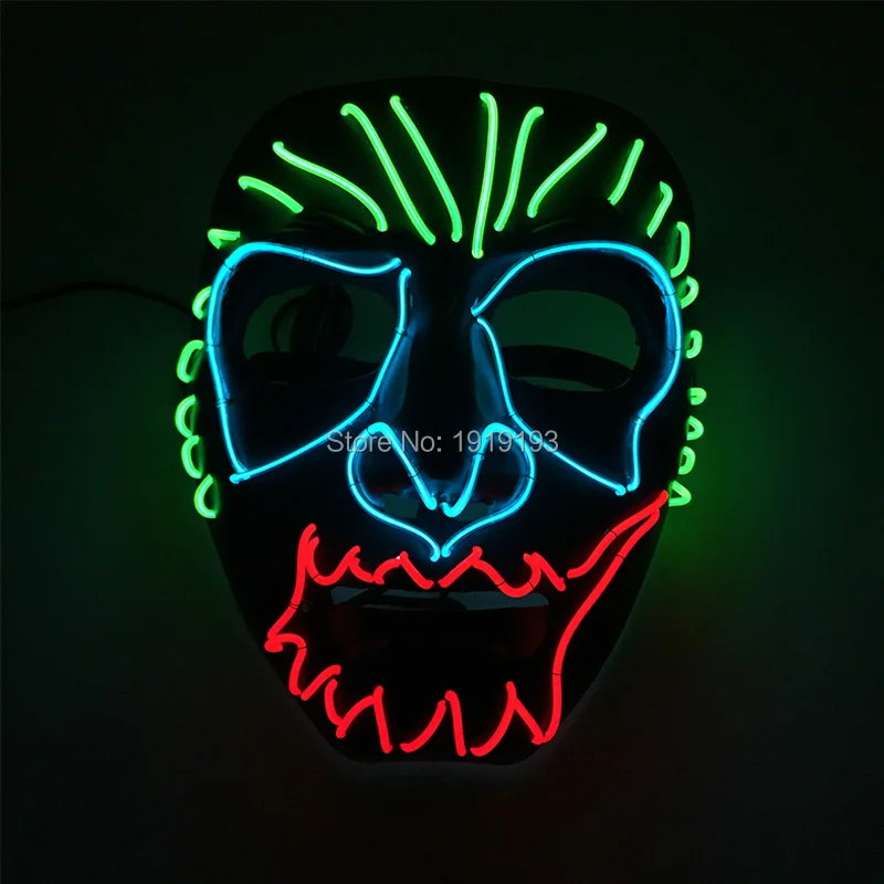 Светодиодный свет Косплей страшная серия Маска Rave костюм огни неоновые