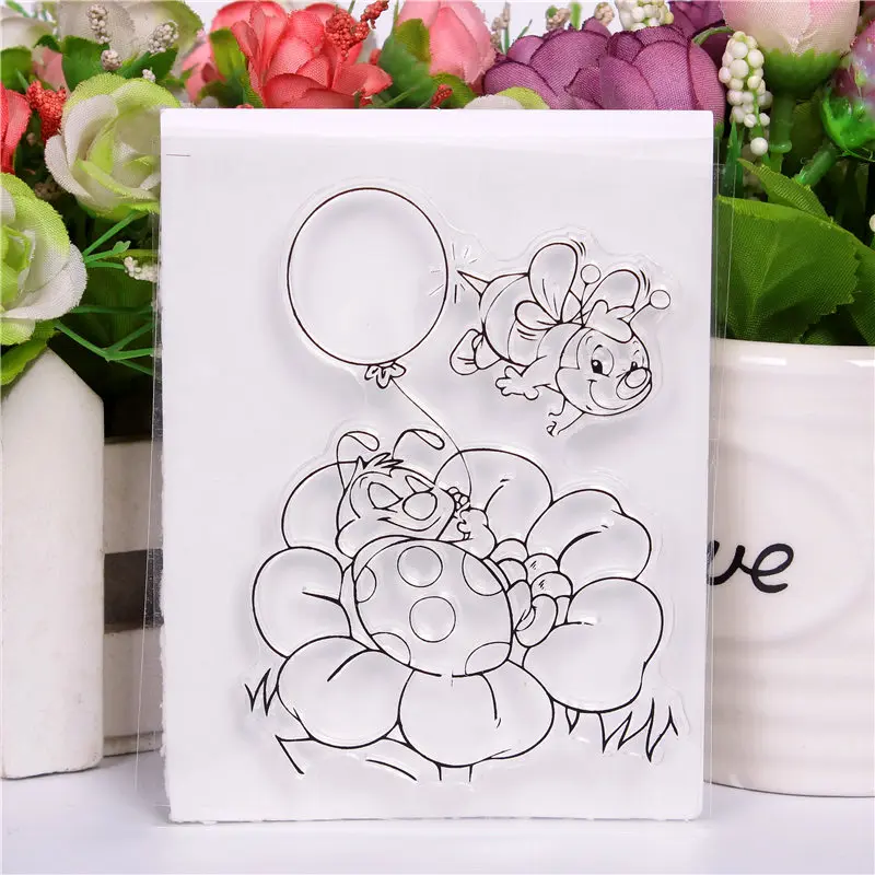 

Flower bee Transparent Clear Stamps for DIY Scrapbooking/Card Making/Kids Christmas Fun Decoration Supplies