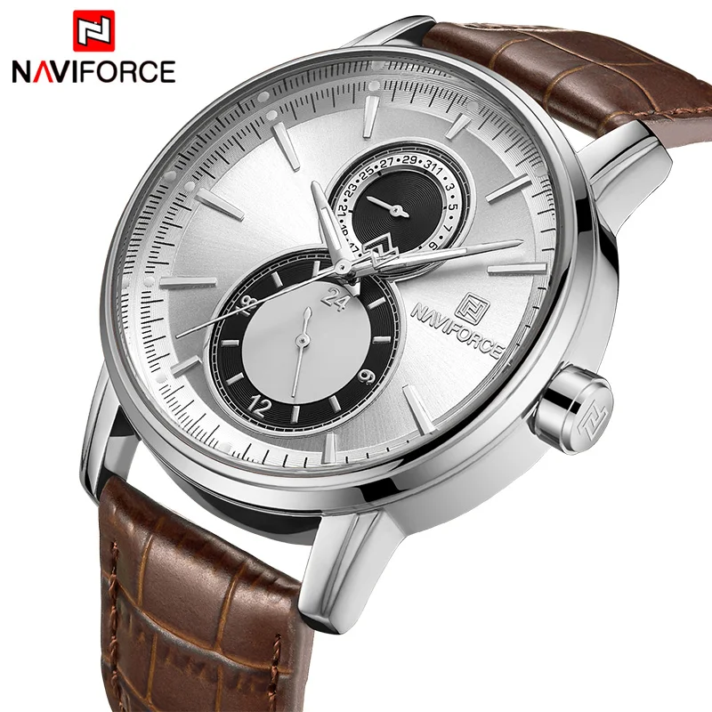 

2018 NAVIFORCE New Simple Analog Quartz Watch Men Waterproof Sport Watches Man Leather Date Clock 24 Hour Relogio Masculino