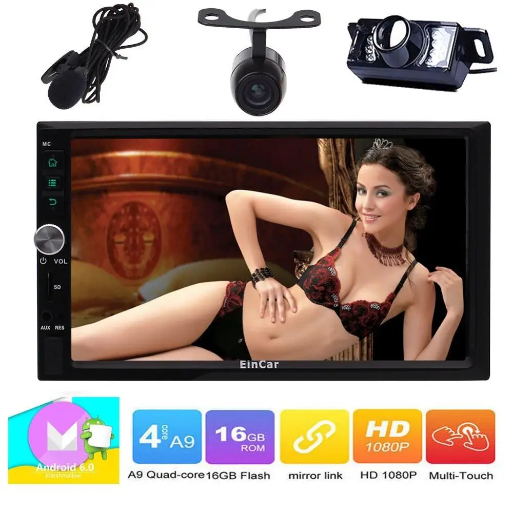 Pаспродажа Android 6.0 стерео 2 DIN GPS навигации нет DVD CD плееры Bluetooth, Wi Fi стерео Радио SD USB автомобильной двойной cam inmicrophone