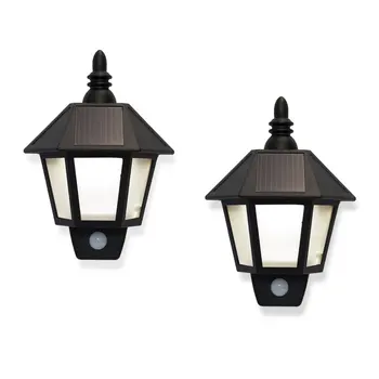 

Cheapest 2 Solar Rechargeable Security Wall Sconce Lights with High Tech Motion Detection, Black Exterior, Warm White LEDs