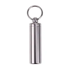Stainless Steel Waterproof Pills Box Container Aluminum Medicine Bottle Keychain Drug Holder Personal Health Care