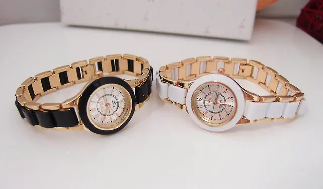 Высокое качество, элегантные белые и черные часы с имитацией керамики для женщин, женская одежда, кварцевые наручные часы, Relogio Feminino TW016