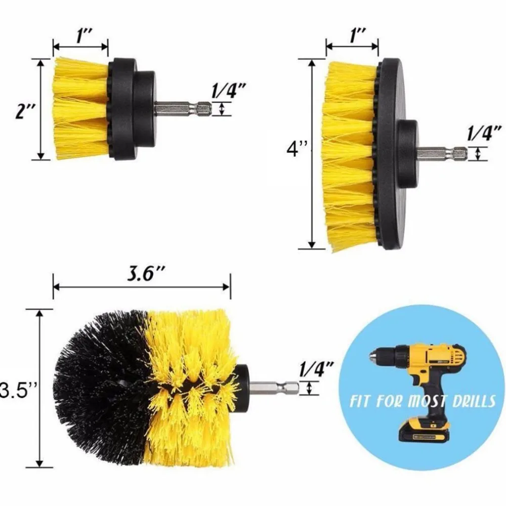 3 шт./компл. 2/3,5/4 дюйма Многофункциональный электробур Чистящая Щетка для плитки Мощность скруббер сверло для очистки кисти Ванна Очиститель