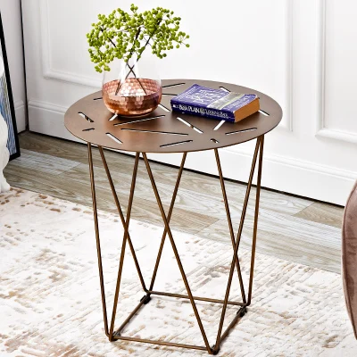 Угловой стол для дивана в скандинавском стиле, креативный модный столик, современный минималистичный журнальный столик из кованого железа - Цвет: 500Dx540H cm