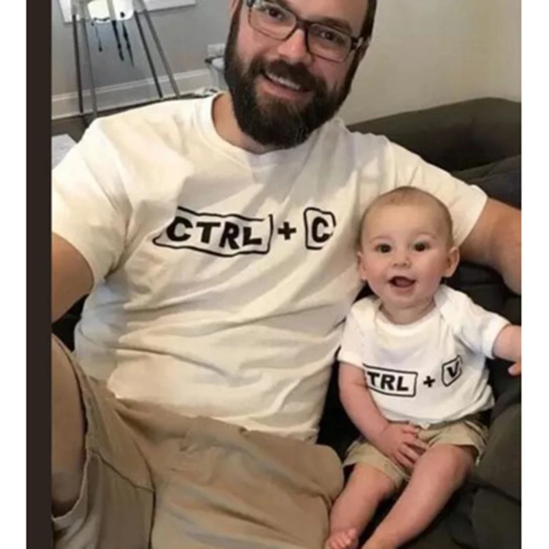 

C Ctrl V Printed Matching Dad T-shirt Father Son Matching Family Outfits KT-2036