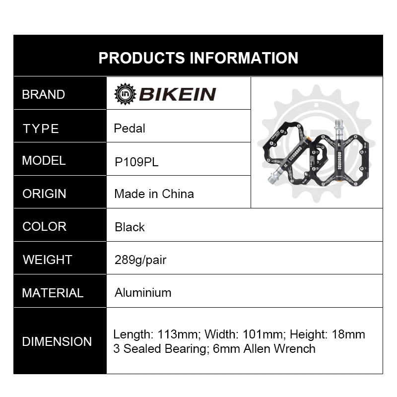 BIKEIN 3 подшипниковые сверхлегкие велосипедные педали для горного велосипеда 9/16