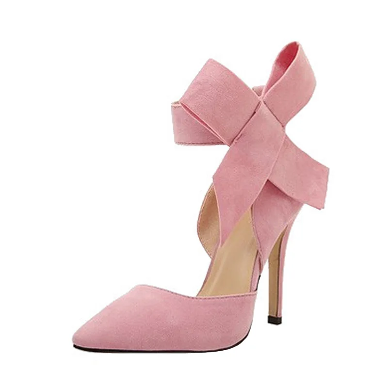New Women Pumps Comfort Women Shoes Bow High Heels Casual Ladies Shoes Women Sandals Pointed Woman Heels Stiletto Plus Size 43