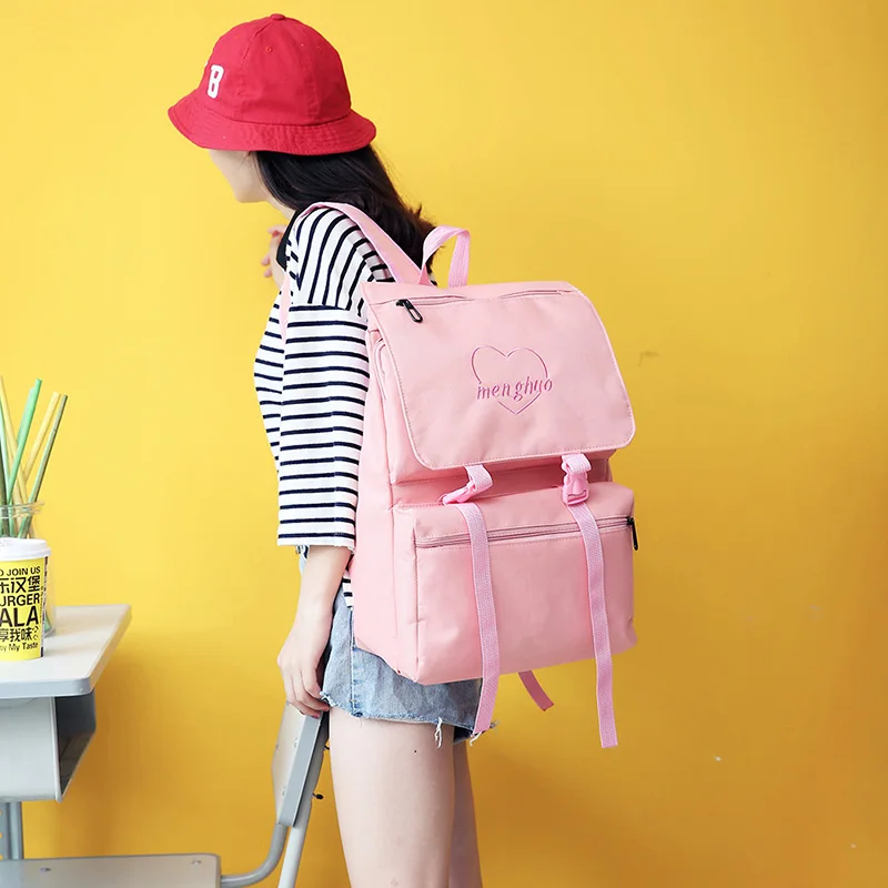 Menghuo 2017 HOT New Designed Korean Cute Fresh Backpack Letter Cover Women Backpacks Quality Fashion Girls School Bag Mochilas (3)