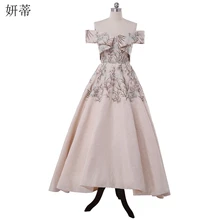 Цветочный узор, вышивка вечернее платье для выпускного вечера длинное Бисероплетение линии без рукавов с плеча длиной до пола с оборками формальное платье розовый