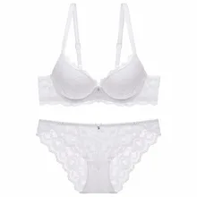 Модное кружевное Сексуальное Тонкое сексуальное нижнее белье с глубоким v-образным вырезом, близко расположены чашечки, пуш-ап, нижнее белье Горячая распродажа! винтажный Одноцветный комплект с бюстгальтером 3/4 чашки 70,75, 80, 85AB