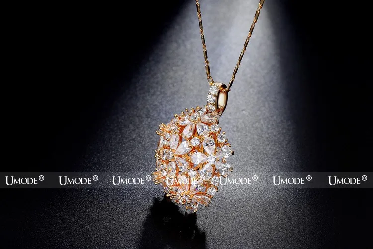 UMODE кластер цветок дизайн Груша и круглой огранки фианит Кристалл золотого цвета ожерелья и кулон ювелирные изделия для женщин Bijoux Femme UN0222A