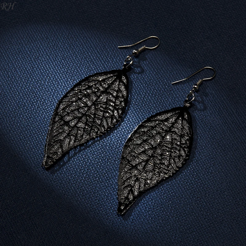 Модные большие серые фирменные богемные металлические серьги-подвески с круглыми листьями дерева для женщин, серебряные серьги-подвески