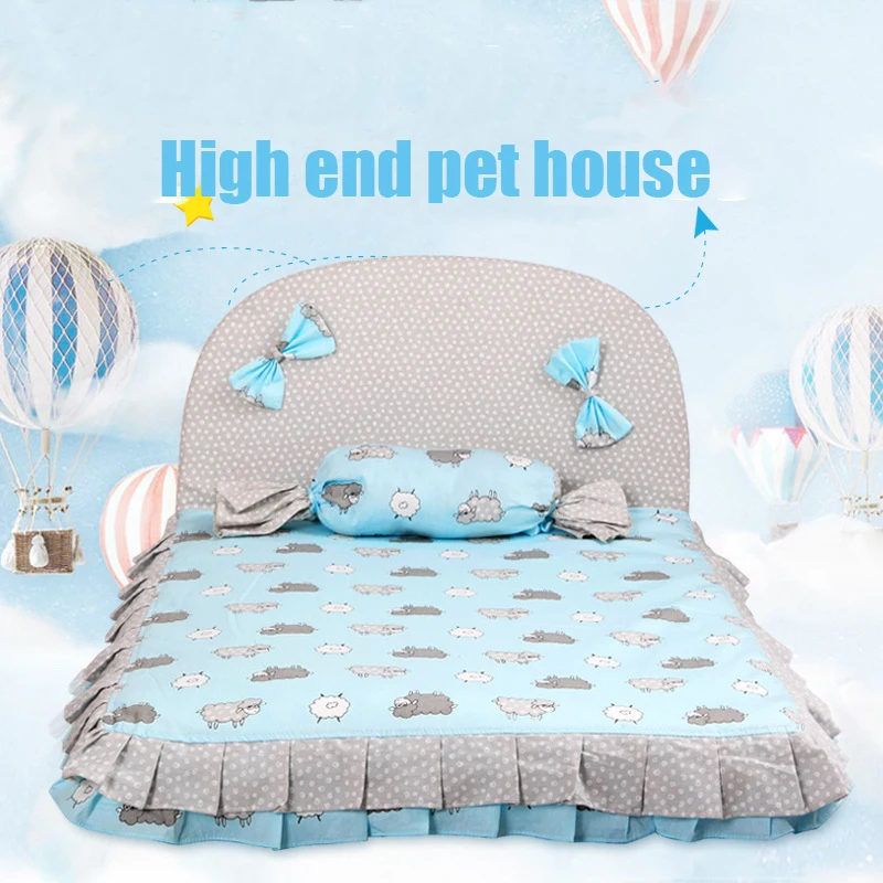 Летние милые банты розовая кровать для собаки домик животных милый мягкий костюм
