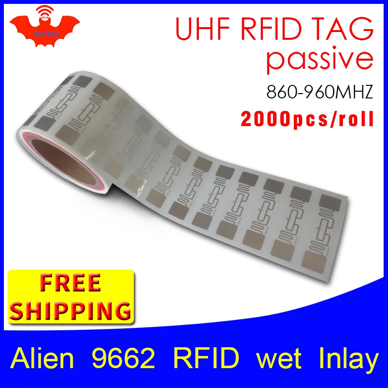 Rfid-теги UHF стикер Alien 9662 EPC6C влажная инкрустация 915m868m Higgs3 2000 шт. клей на большие расстояния Пассивная RFID этикетка