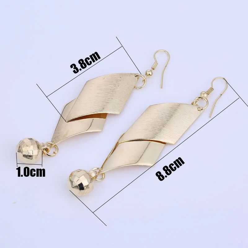 Geometric Long Diamond Dangle Earrings Gold Color and Silver Plated Metal Dangle Ball Earrings Party Jewelry Fashion 2018 Brand (2)