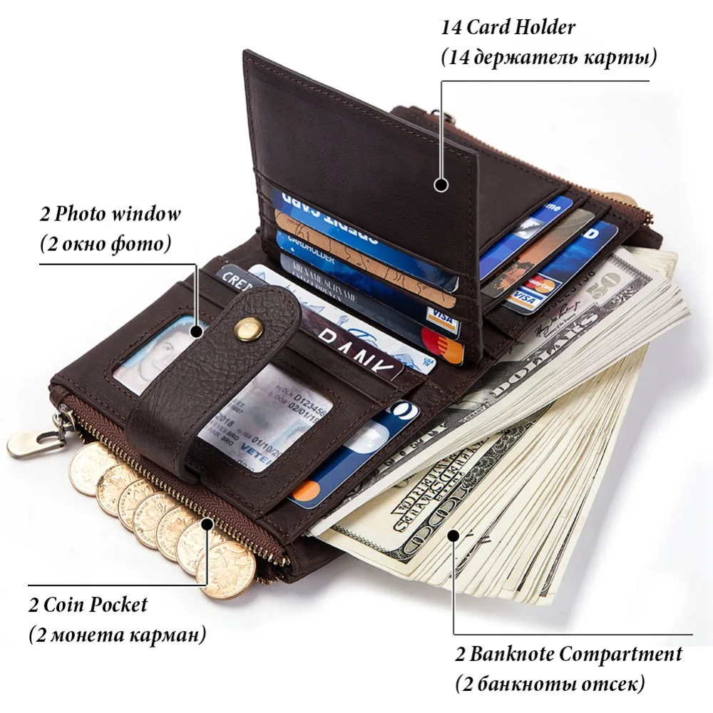 KAVIS Genuine Leather Free Engraving Rfid Wallet Men Crazy Horse Wallets Coin Purse Short Male Money Bag Mini Walet Quality KAVIS Genuine Leather Free Engraving Rfid Wallet Men Crazy Horse Wallets Coin Purse Short Male Money Bag Mini Walet Quality