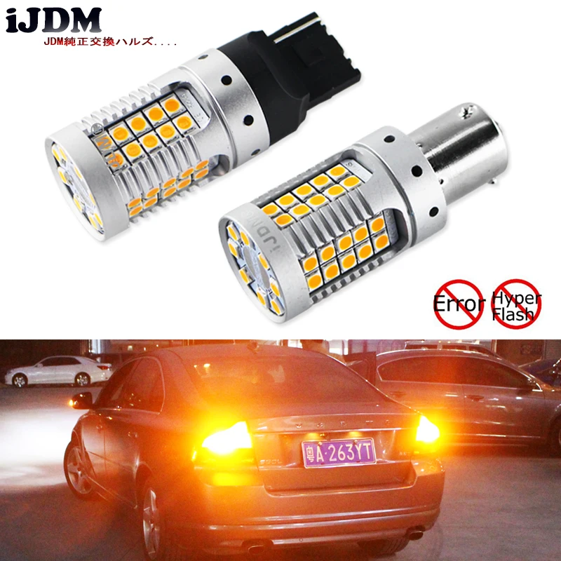 Светодиодный фонарь iJDM для автомобиля 7440 светодиодный без Hyper Flash желтый 48 smd 3030 T20