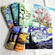 Zengia 8個20*25センチメートルゴッホ油絵コットンキャンバス生地縫製装飾ポジショニングの布ひまわりポピーデザイン