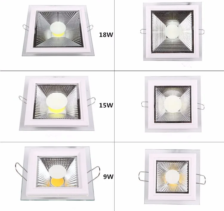 Прямая с фабрики затемнения 9 W 15 W 18 W Световая панель Встраиваемый локальный светильник Стекло крышка светодио дный пятно лампы 85-265 V/AC110V/AC220V