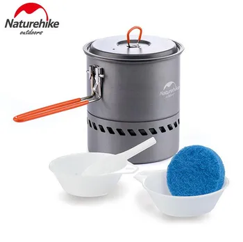 

Naturehike Outdoor Camping Cookware Anodised Aluminum Non-stick Pots Bowls Energy-saving Folding Handle Picnic Tableware