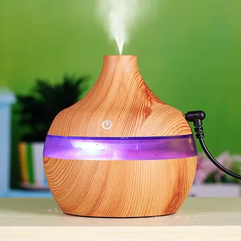 

New Electric Humidifier Aroma Oil Diffuser Ultrasonic Wood Grain Air Humidifier USB Mini Mist Maker LEDLight For Home Office JY