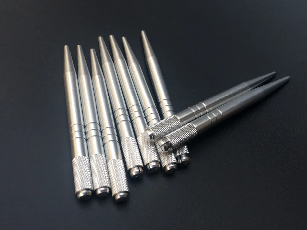 

10 Pcs Aluminum Embroidery Manual Tattoo Pen Sliver Permanent Makeup Microblading Pen Microblading Tattoo Supplies