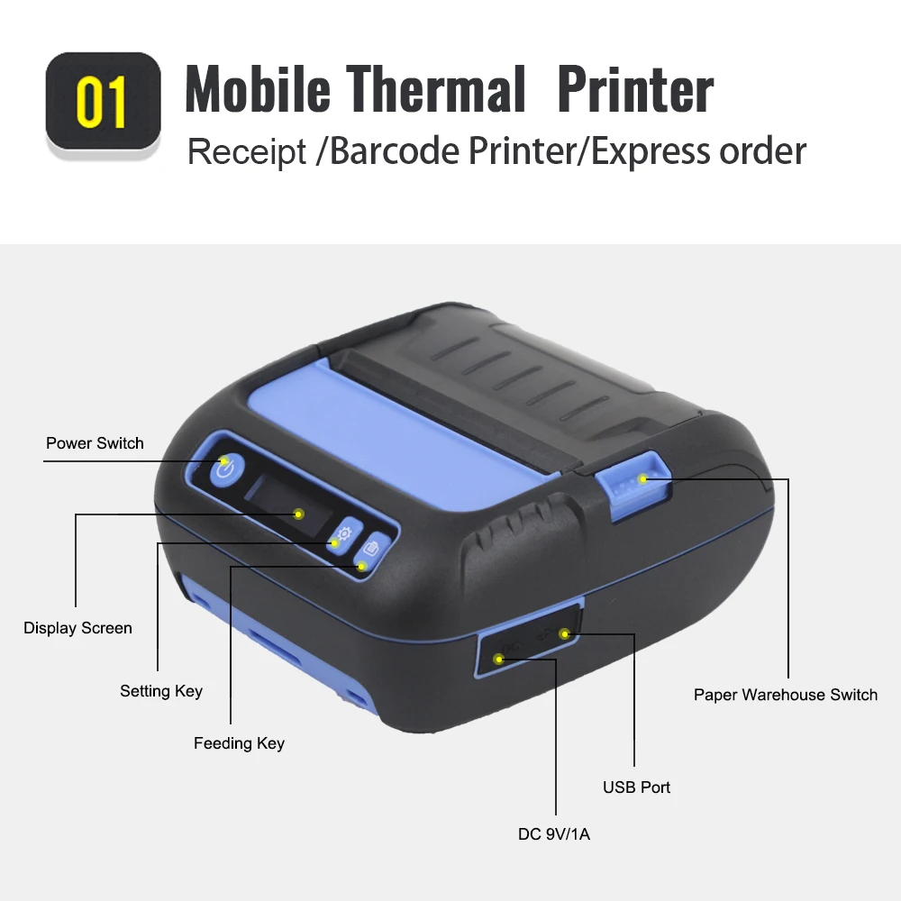 MHT P80F Thermal Receipt Printer Label Maker 2 in 1 POS Printer 80mm Bluetooth Android iOS 2