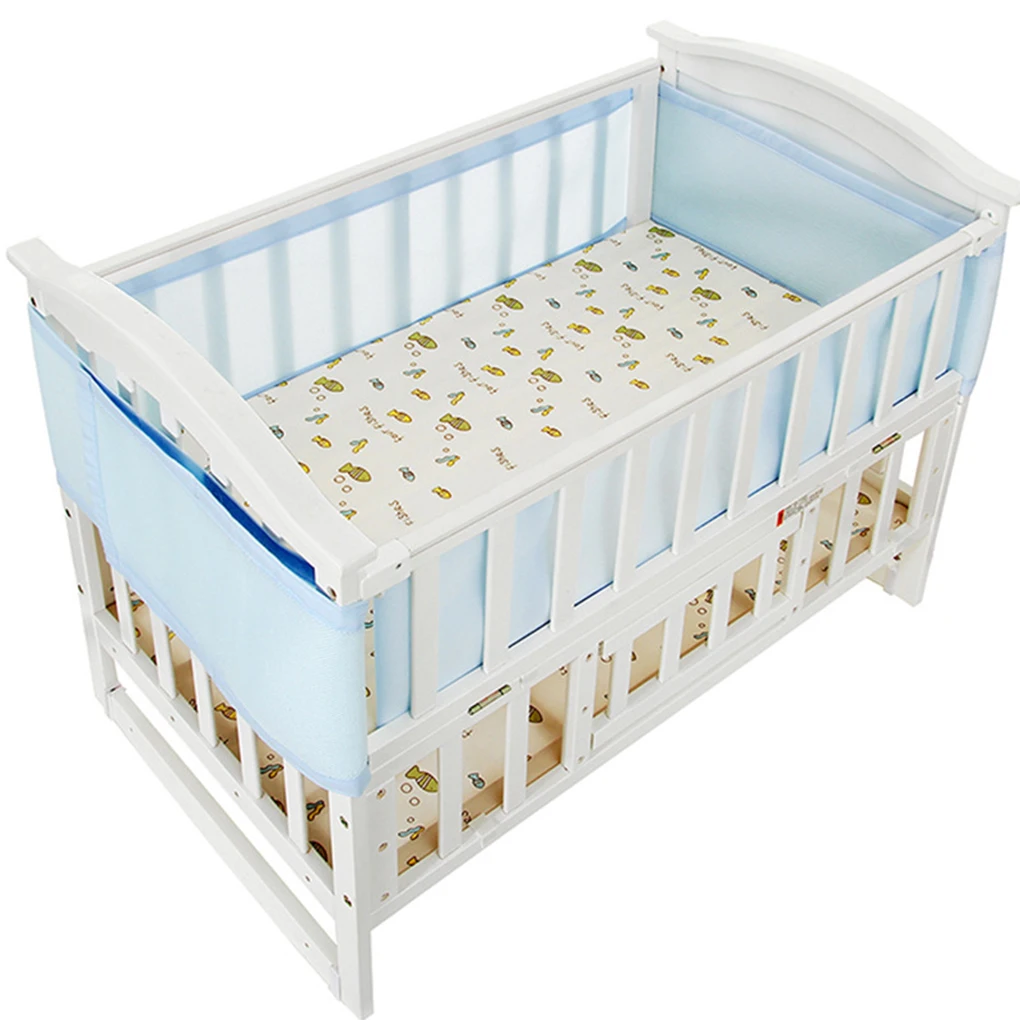 

2Pcs/Set Breathable Baby Bedding Bumper Collision Half Around baby bumper crib set Cotton Mesh Safety Rails Toddler Bed Bedding