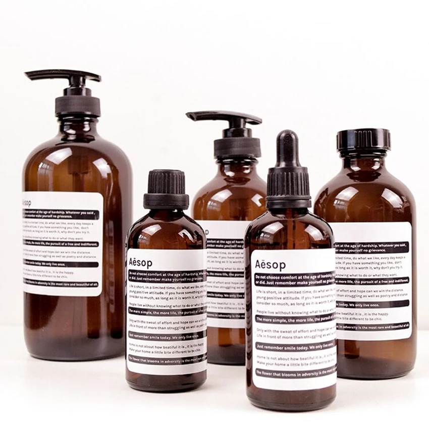 

Glass Bath Shampoo Storage Bottle Liquid Nordic Lotion Dropper Emulsion Storage Bottle Travel Organizer Decor