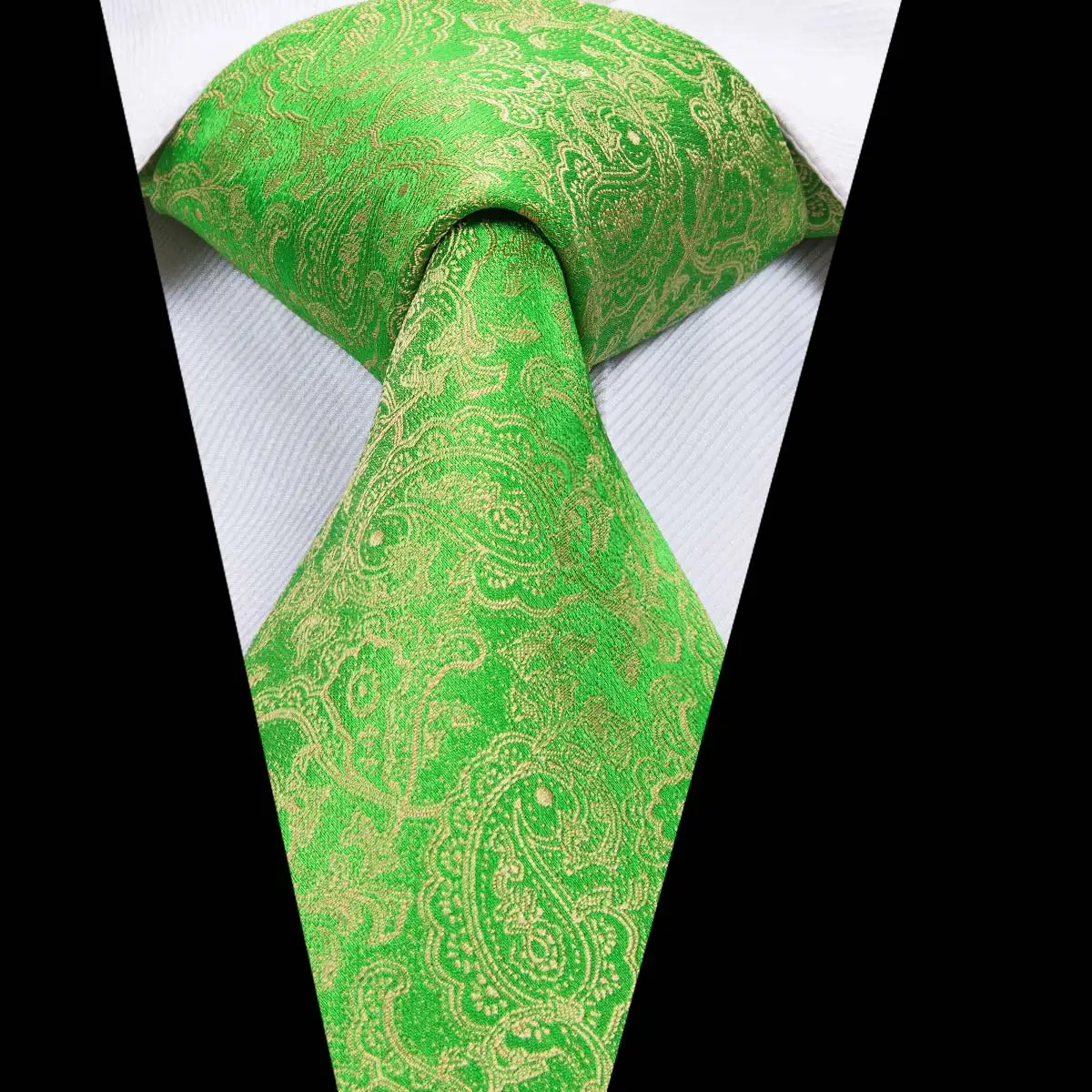C-3054 Для мужчин Галстук Шелковый плетеный зеленый Свадебный галстук цветочный галстук с ярким узором карман Квадратные Запонки Комплект